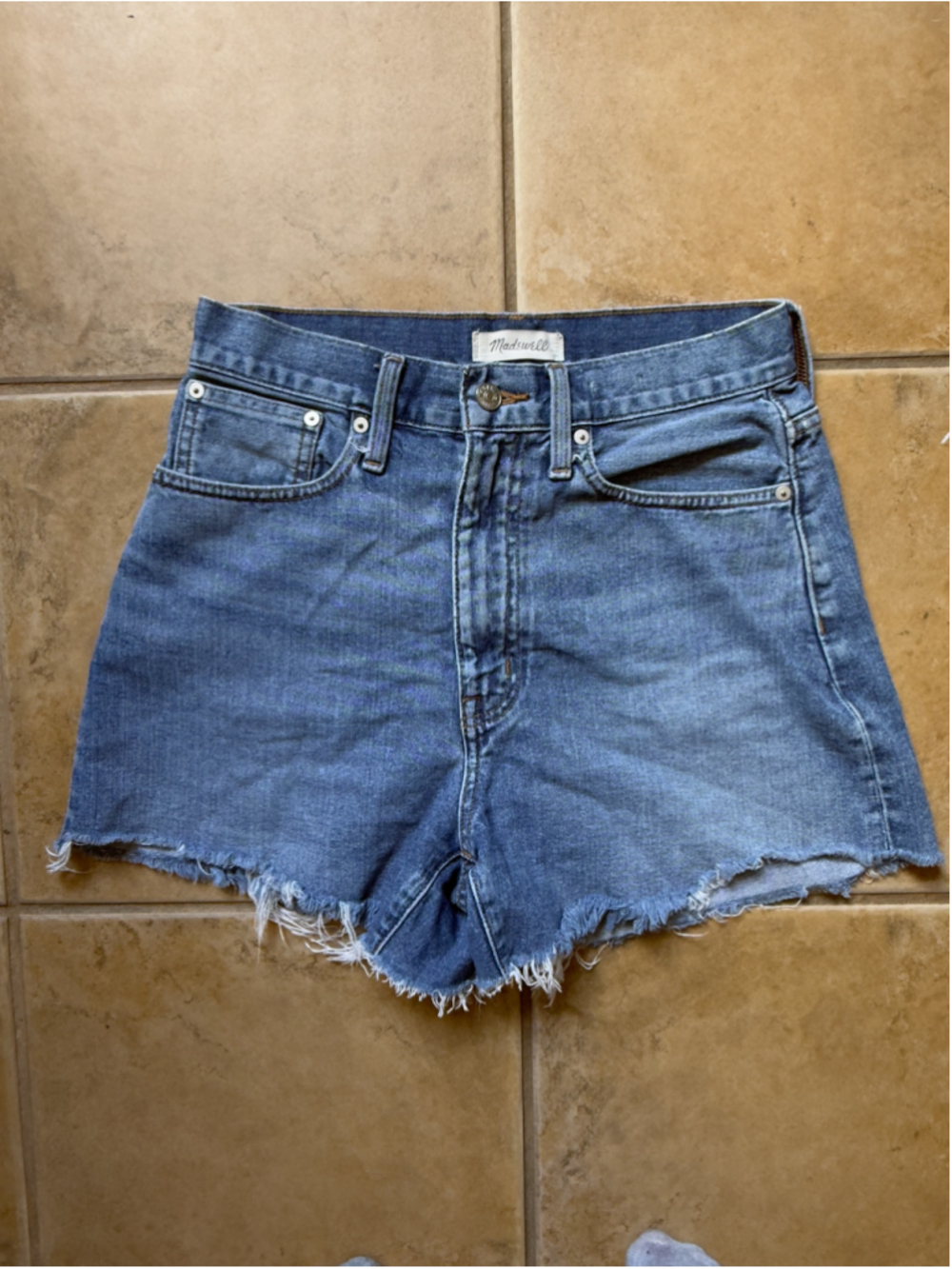 Madewell - The Momjean Short - High Rise Cutoff Denim Shorts - Size 27